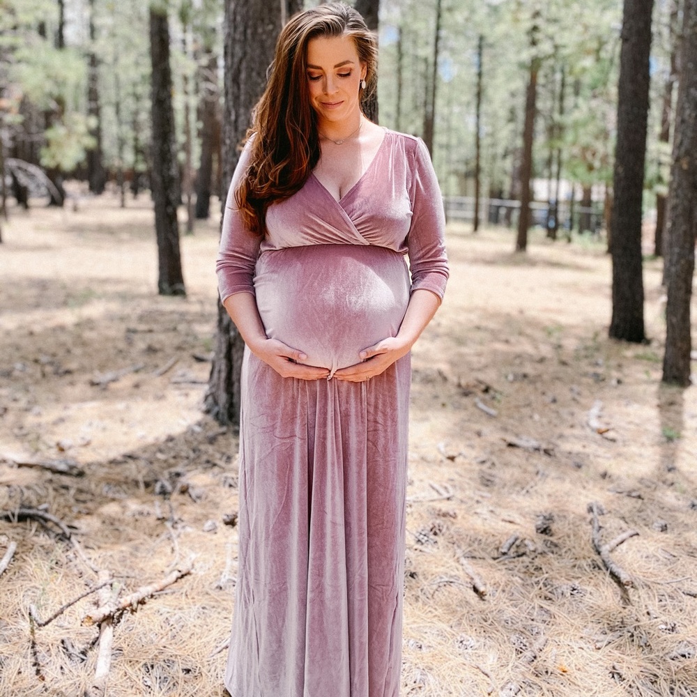 Baltic born Sofia Velvet Maxi Dress Rose Dusty pink velvet | XL  bump friendly